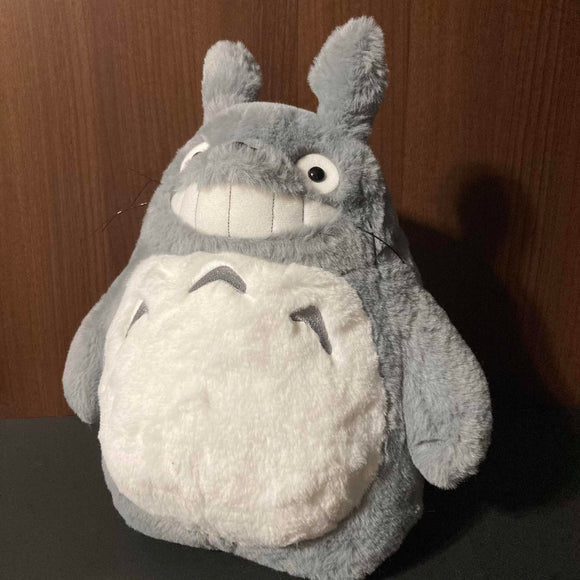 Totoro Grey Plush Grinning Soft Fluffy Medium