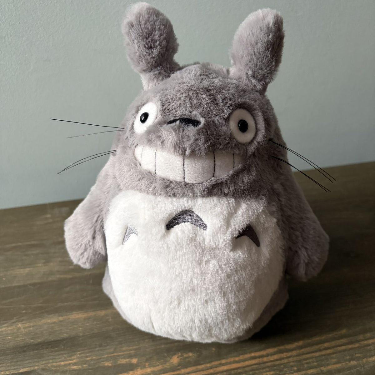Totoro Grey Plush Grinning Soft Fluffy Small