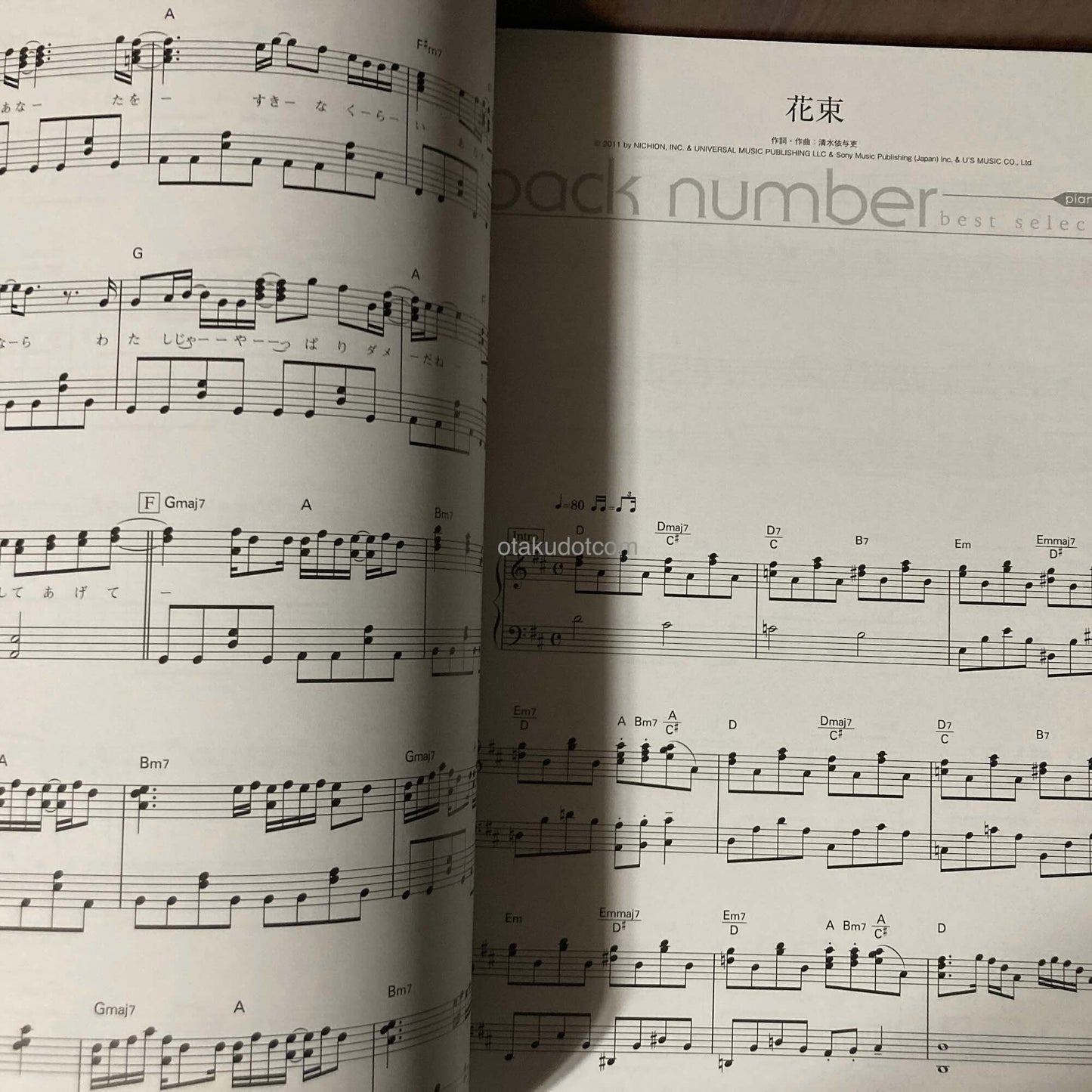 back number best selection Piano Solo score