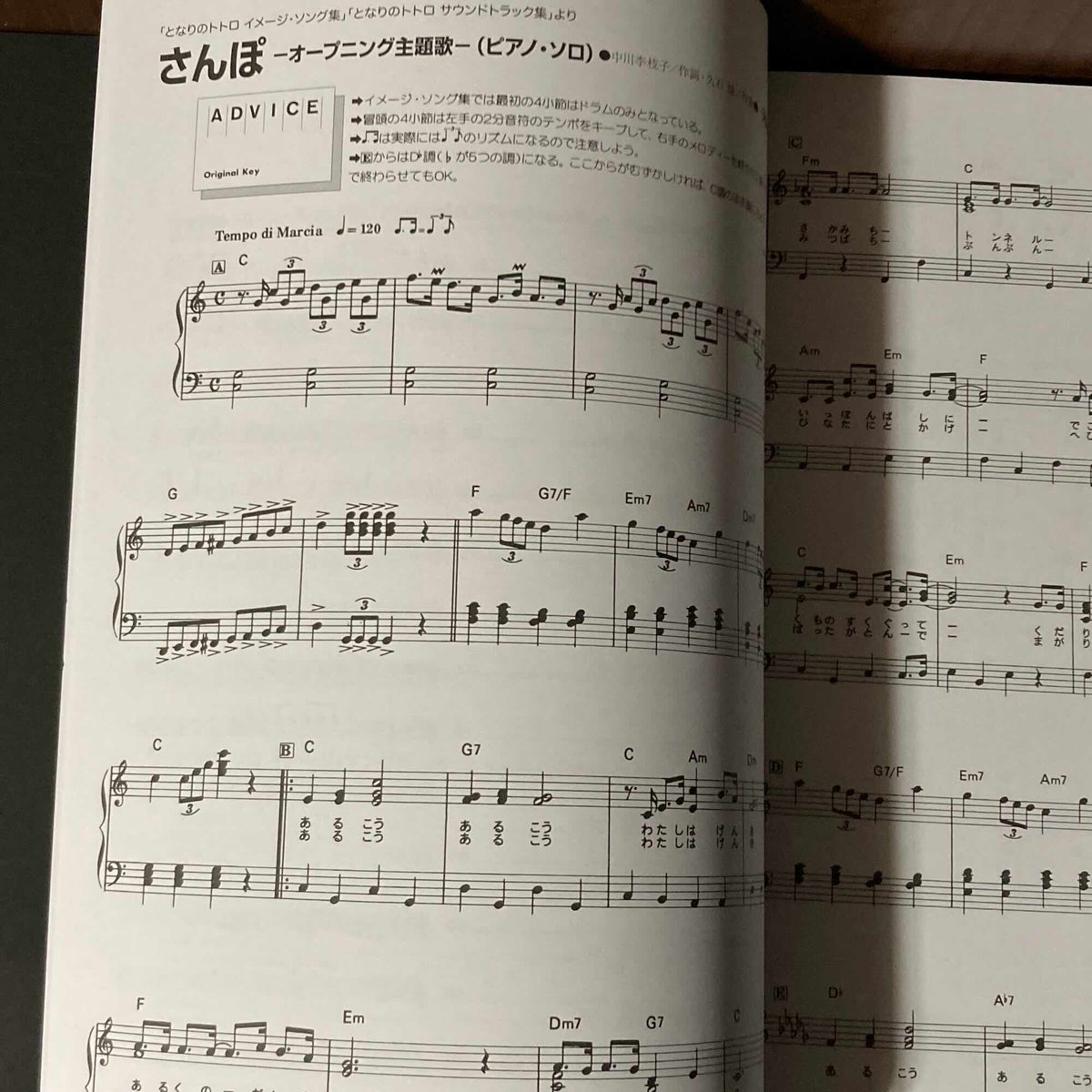 Totoro Piano Solo Music Score Book